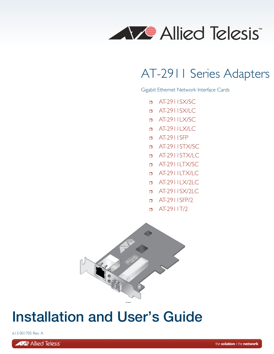 Allied Telesis AT-2911 Series Adapters User Manual | 120 pages