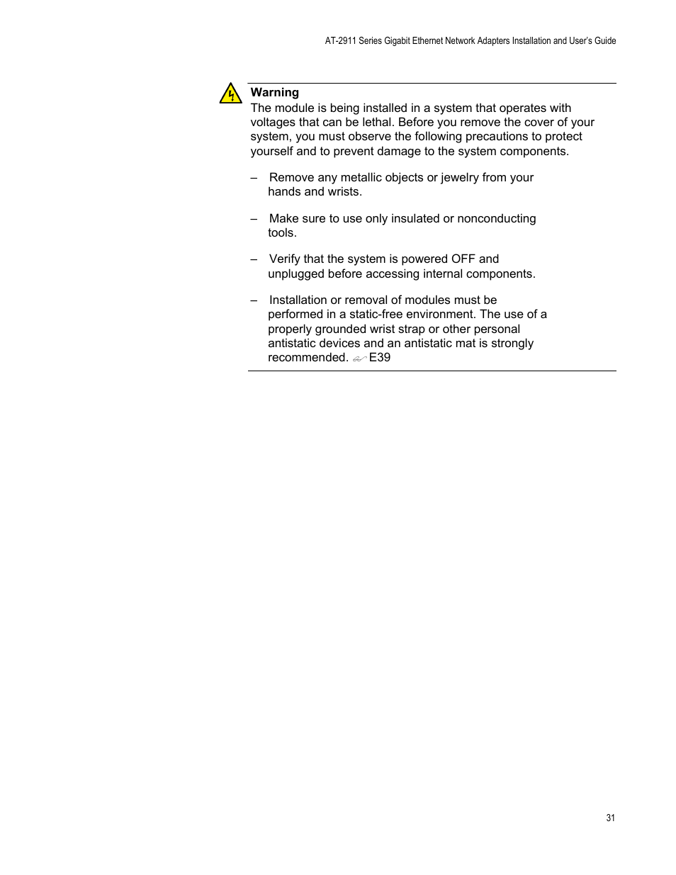 Allied Telesis AT-2911 Series Adapters User Manual | Page 31 / 120