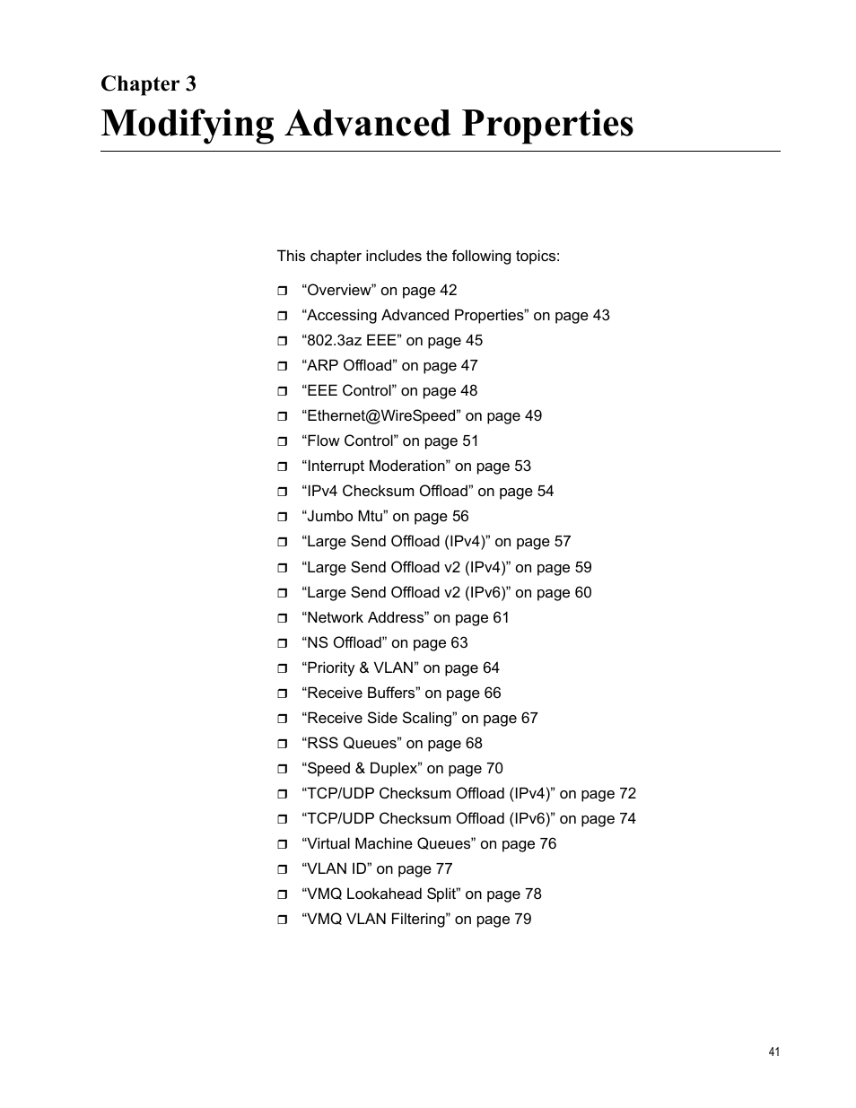 Chapter 3, Modifying advanced properties | Allied Telesis AT-2911 Series Adapters User Manual | Page 41 / 120