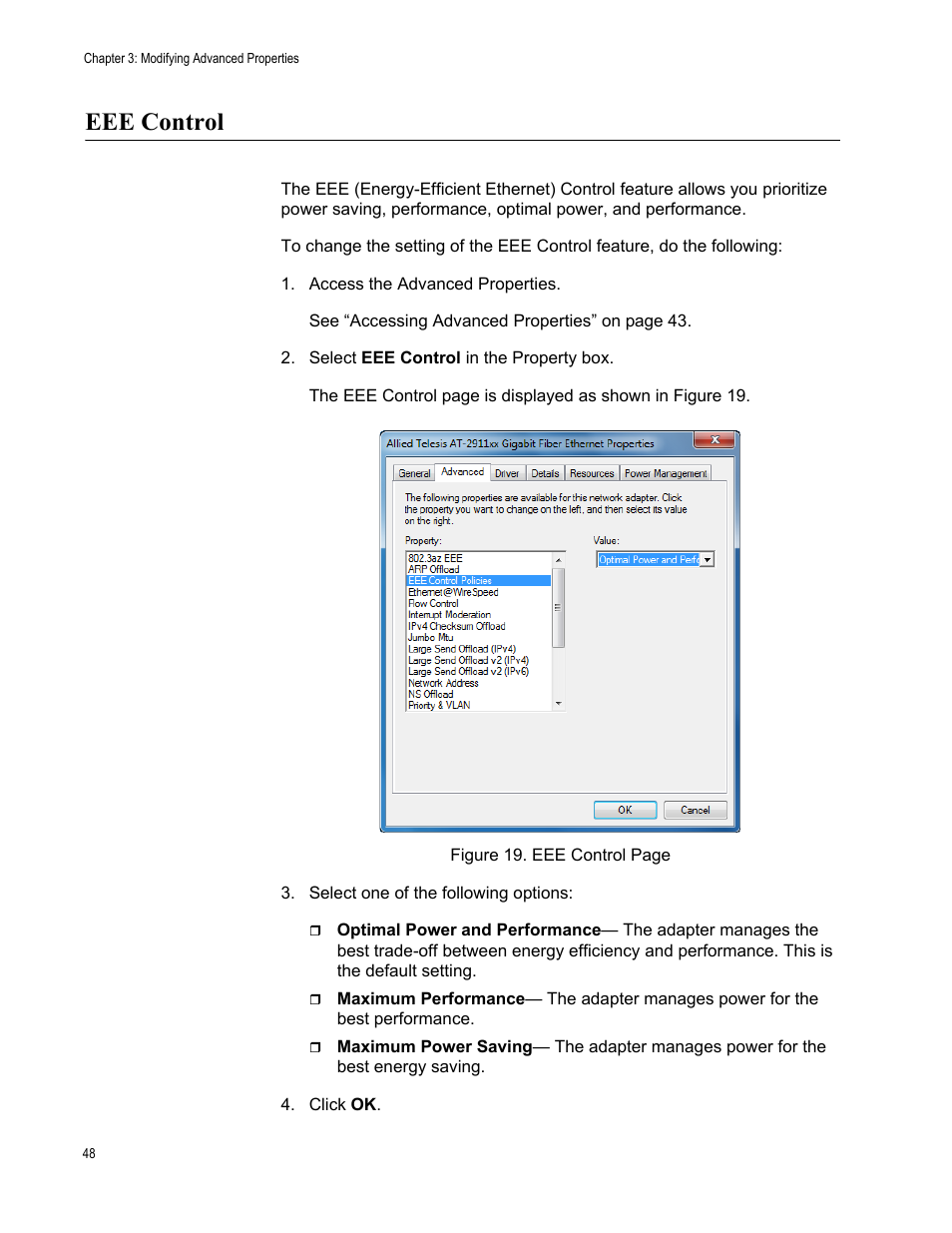 Eee control | Allied Telesis AT-2911 Series Adapters User Manual | Page 48 / 120