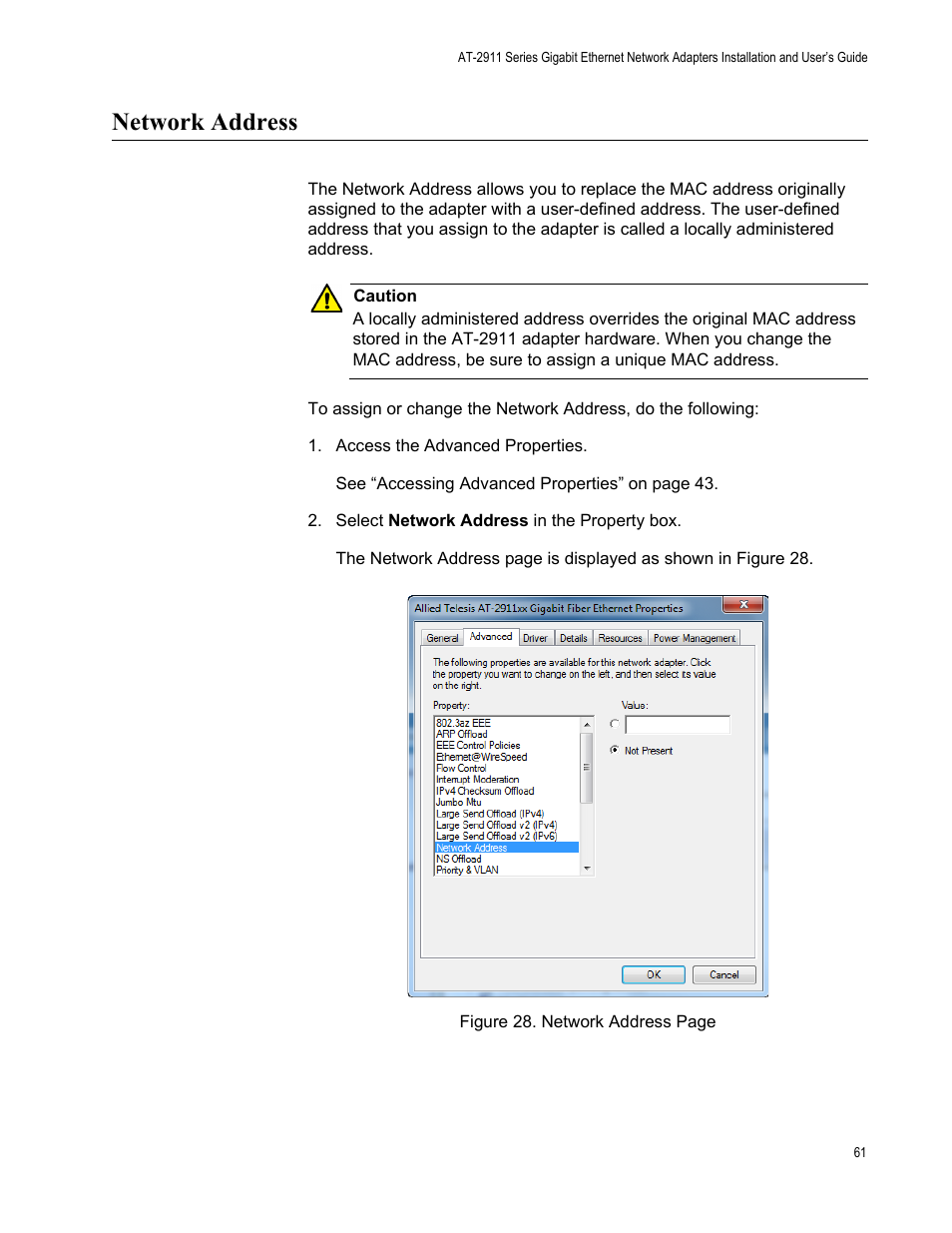 Network address | Allied Telesis AT-2911 Series Adapters User Manual | Page 61 / 120