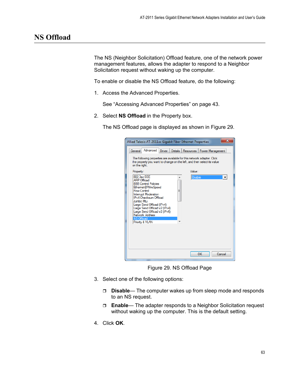 Ns offload | Allied Telesis AT-2911 Series Adapters User Manual | Page 63 / 120