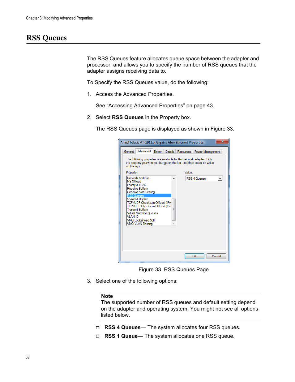 Rss queues | Allied Telesis AT-2911 Series Adapters User Manual | Page 68 / 120