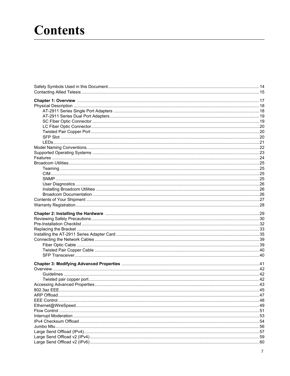 Allied Telesis AT-2911 Series Adapters User Manual | Page 7 / 120