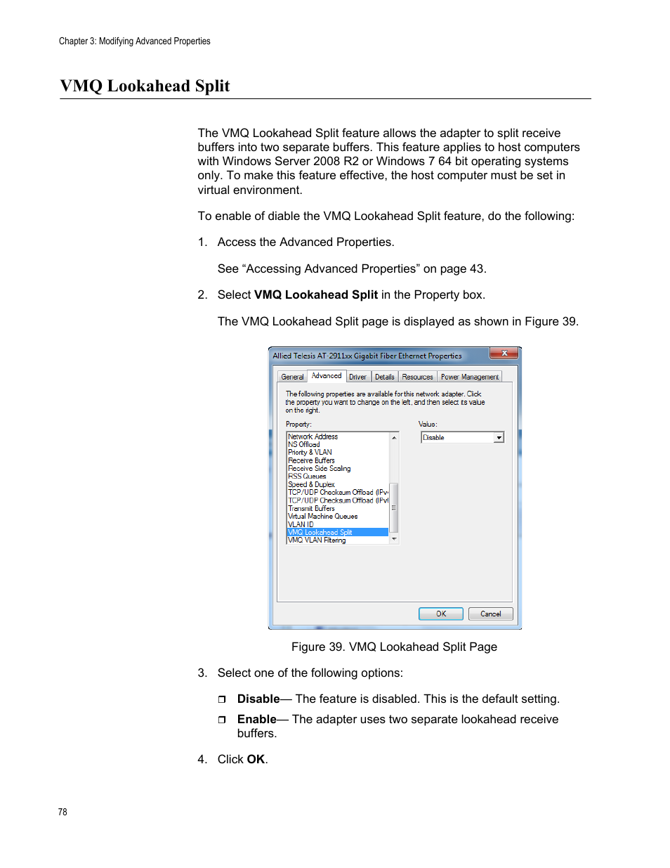 Vmq lookahead split | Allied Telesis AT-2911 Series Adapters User Manual | Page 78 / 120