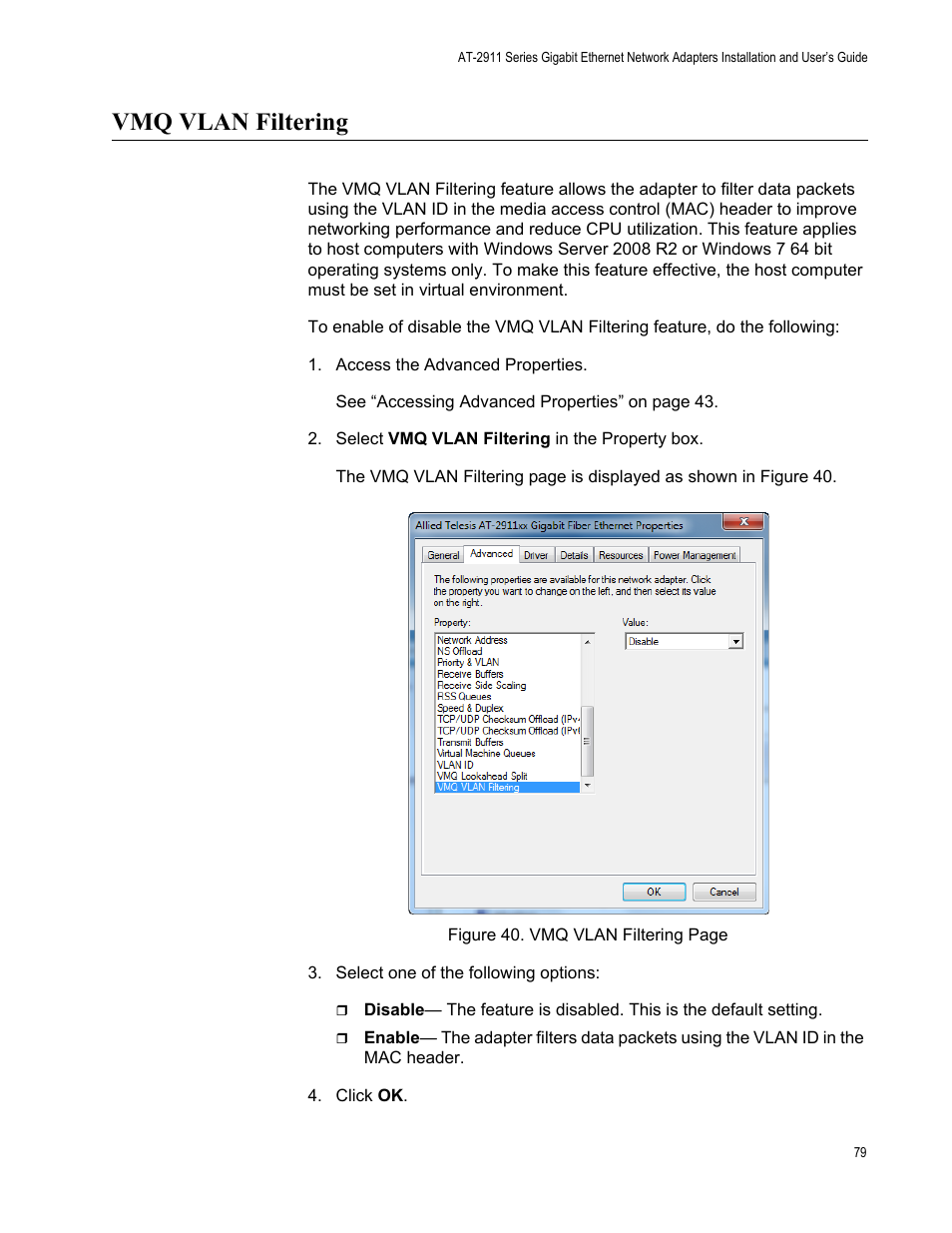 Vmq vlan filtering | Allied Telesis AT-2911 Series Adapters User Manual | Page 79 / 120