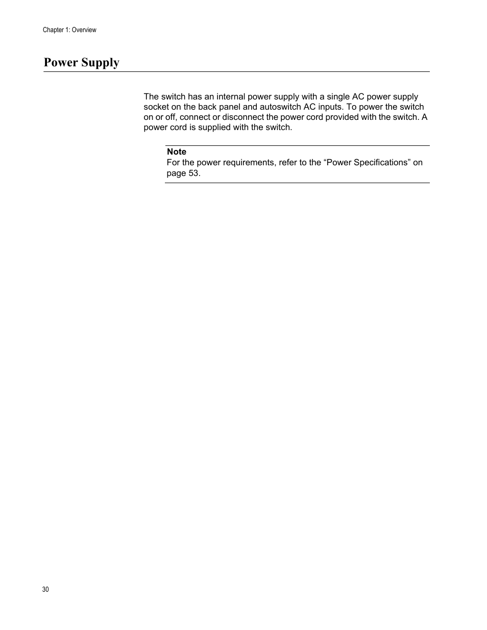 Power supply | Allied Telesis AT-GS900/8PS User Manual | Page 30 / 56