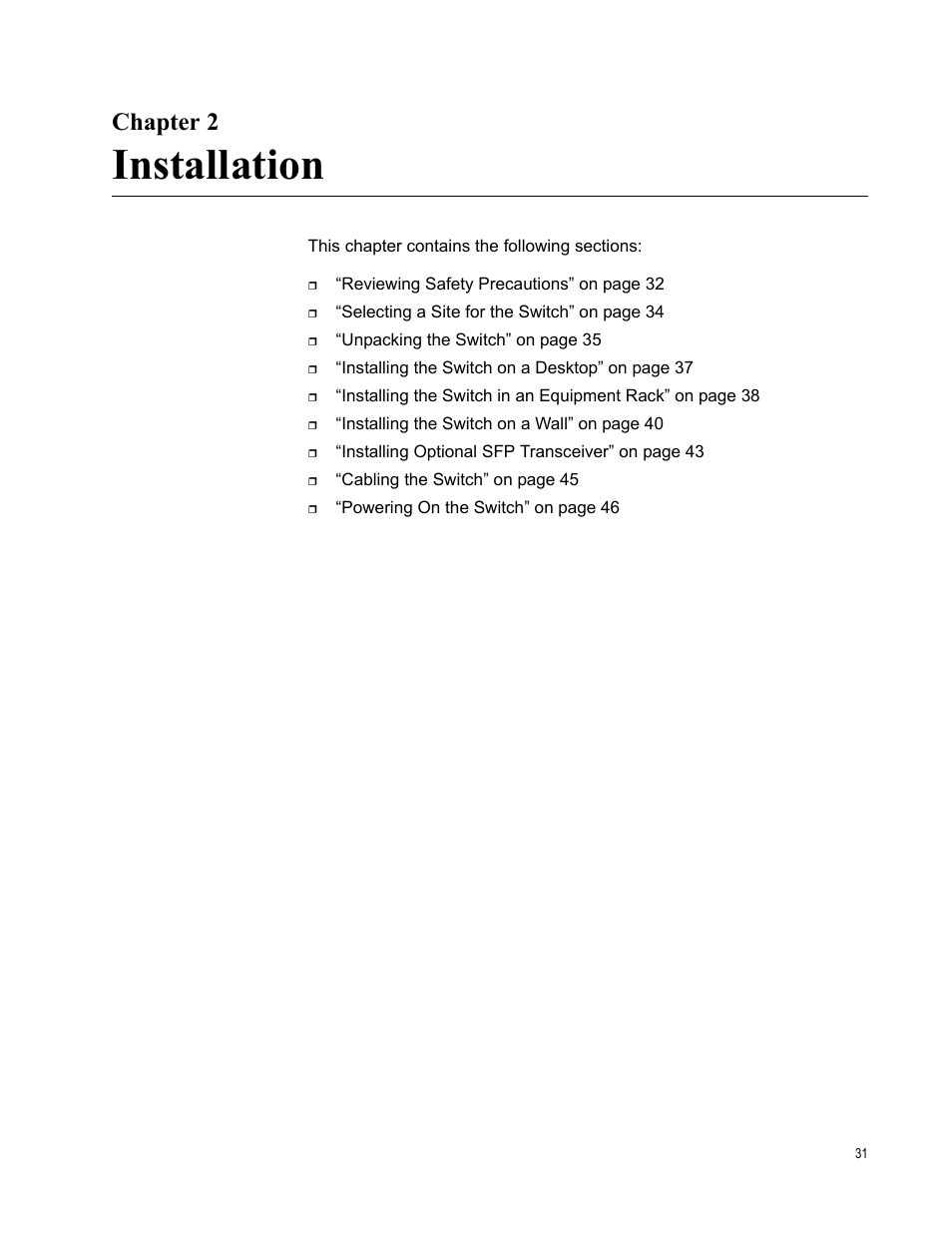 Chapter 2, Installation, R 2: installation | Allied Telesis AT-GS900/8PS User Manual | Page 31 / 56