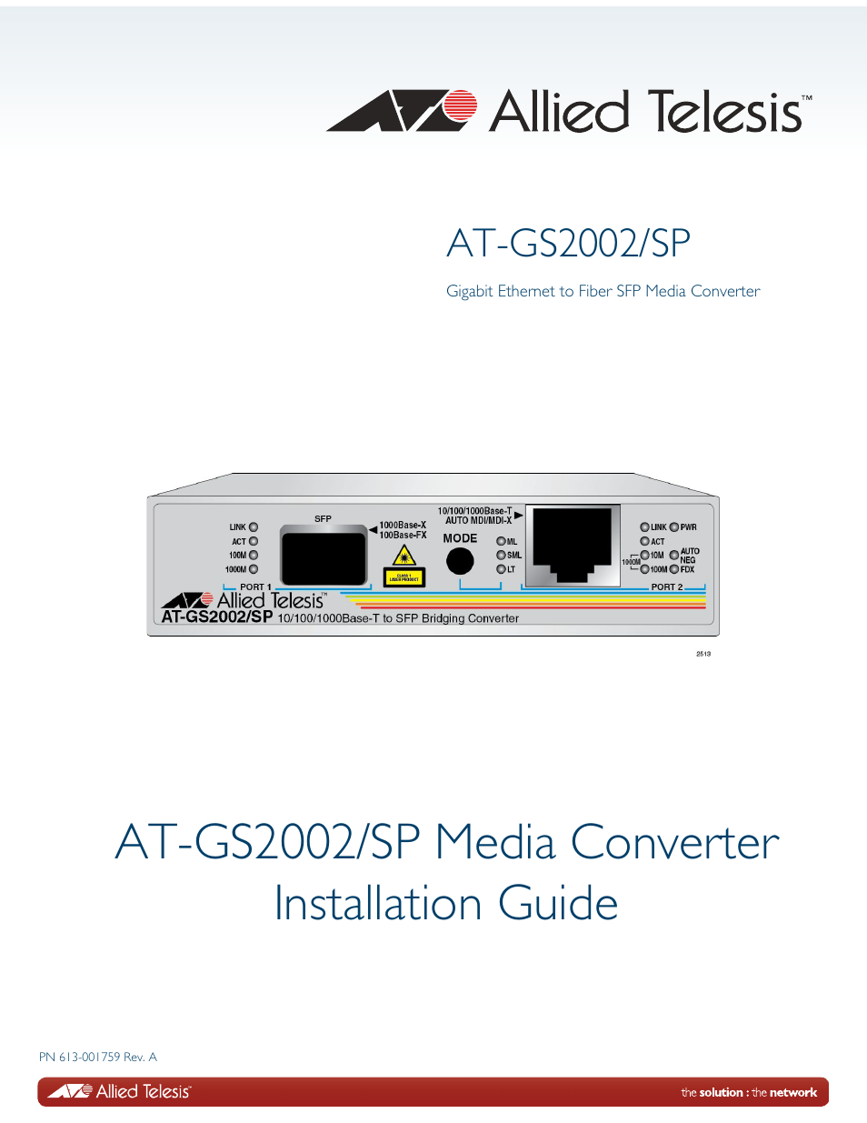 Allied Telesis AT-GS2002/SP User Manual | 52 pages