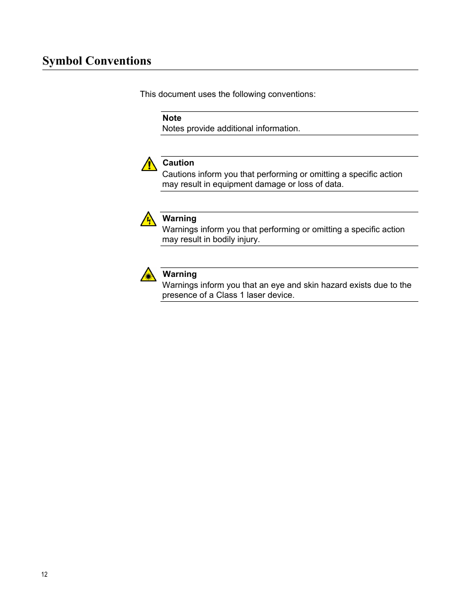 Symbol conventions | Allied Telesis AT-GS2002/SP User Manual | Page 12 / 52