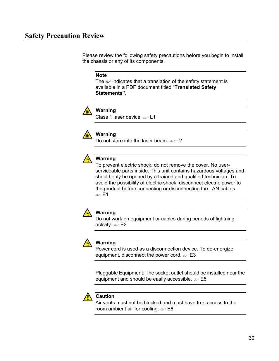 Safety precaution review | Allied Telesis AT-GS2002/SP User Manual | Page 30 / 52