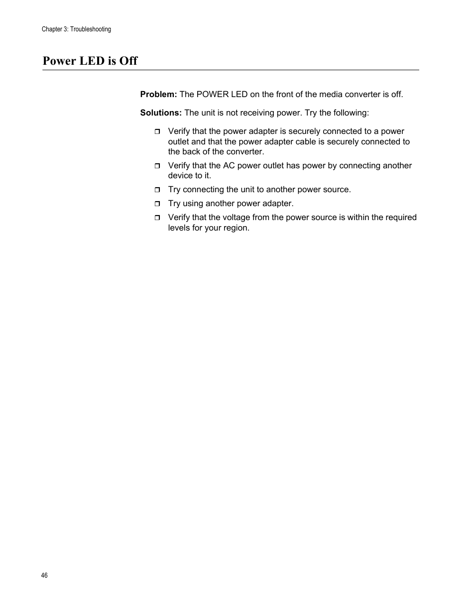 Power led is off | Allied Telesis AT-GS2002/SP User Manual | Page 46 / 52