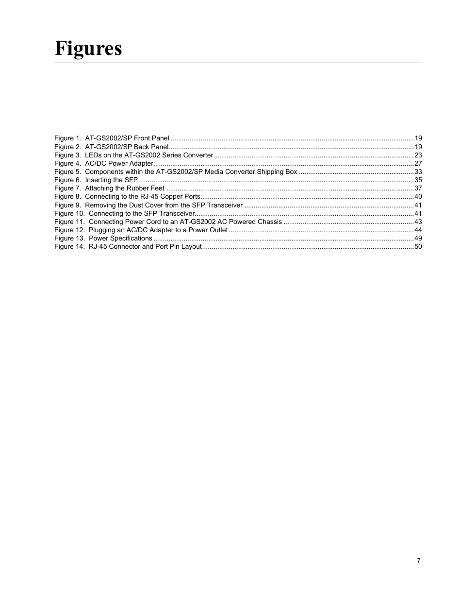 Figures | Allied Telesis AT-GS2002/SP User Manual | Page 7 / 52