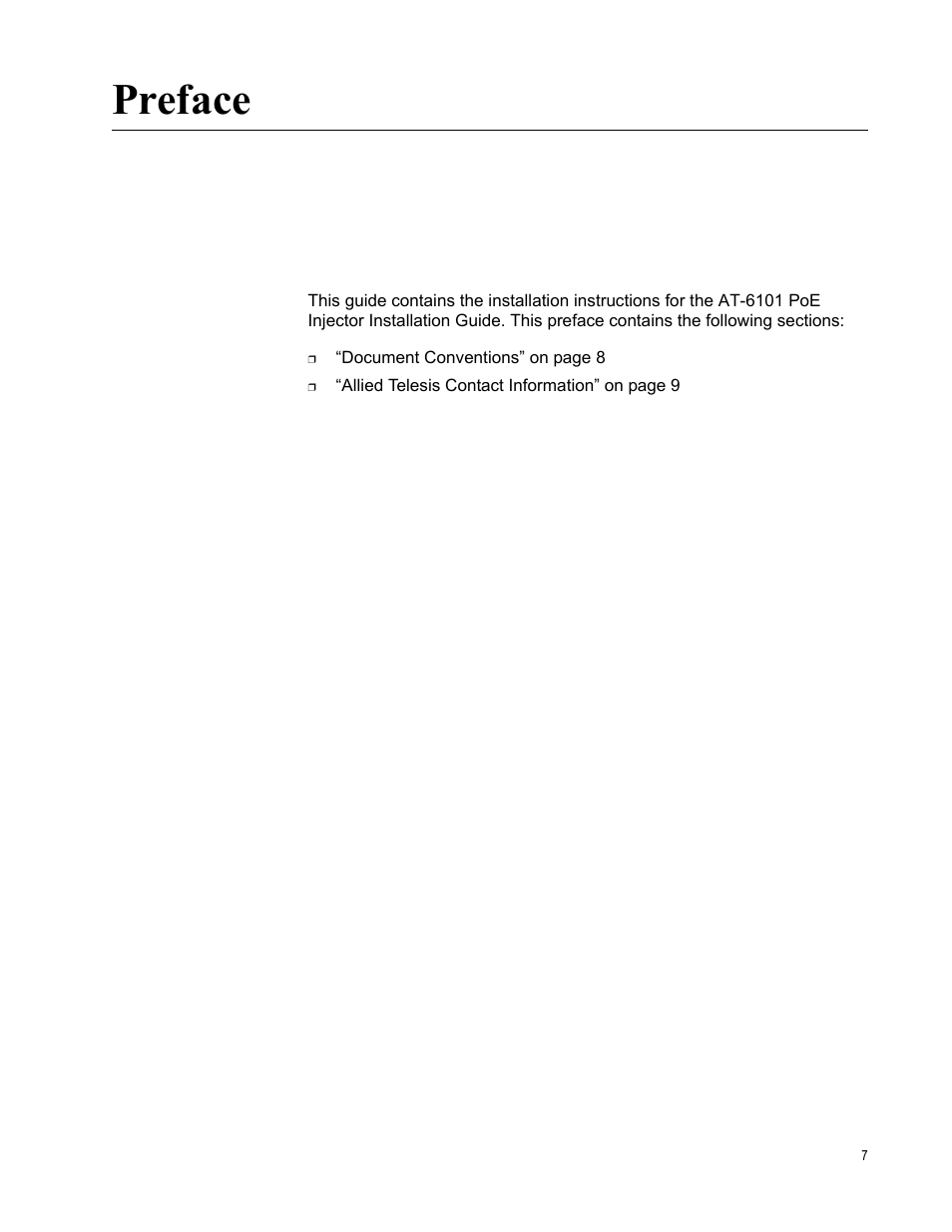 Preface | Allied Telesis AT-6101GP User Manual | Page 11 / 34