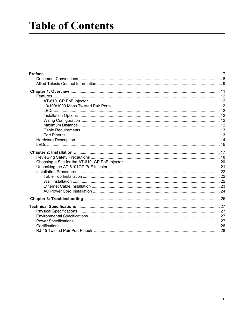 Allied Telesis AT-6101GP User Manual | Page 5 / 34