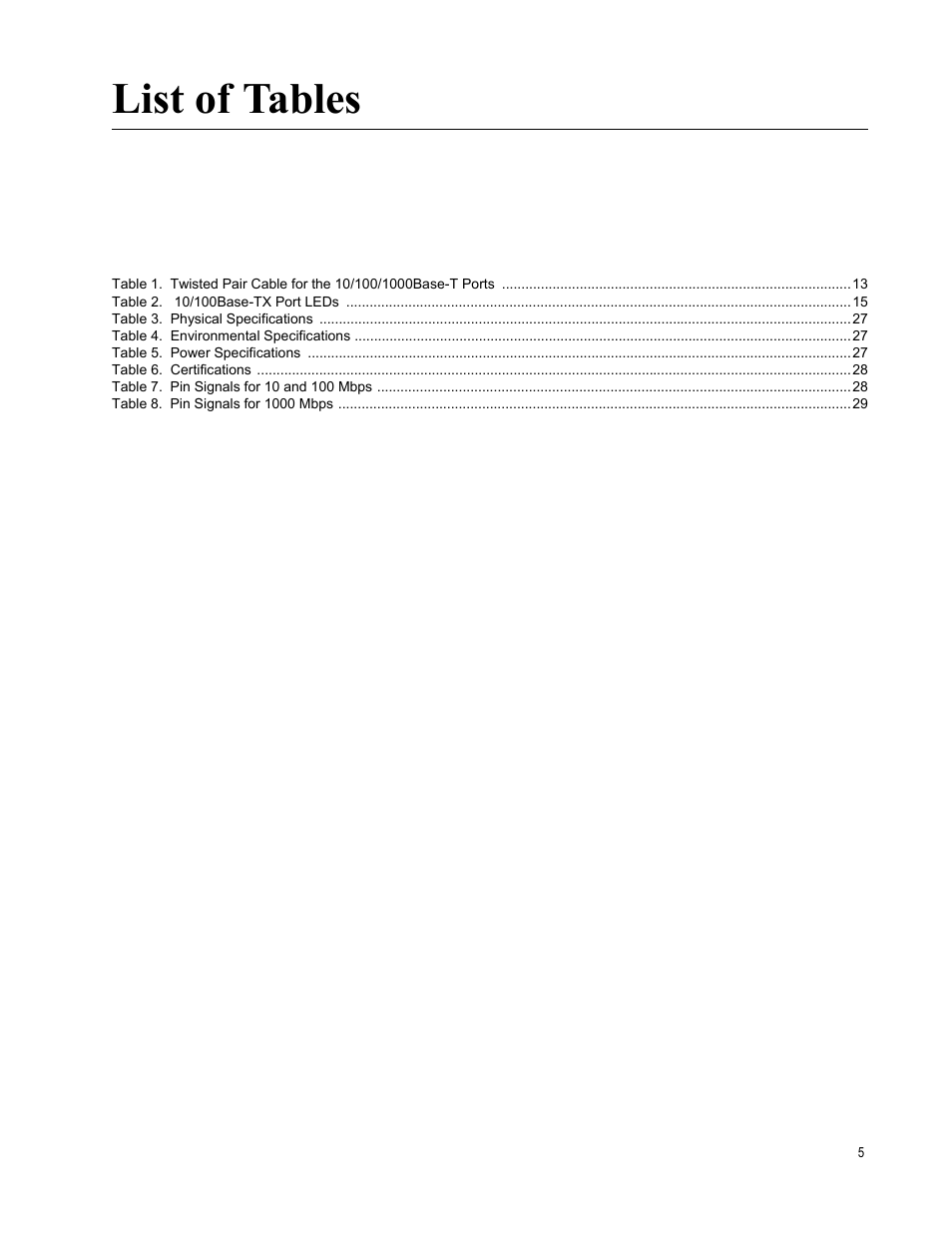 List of tables | Allied Telesis AT-6101GP User Manual | Page 9 / 34