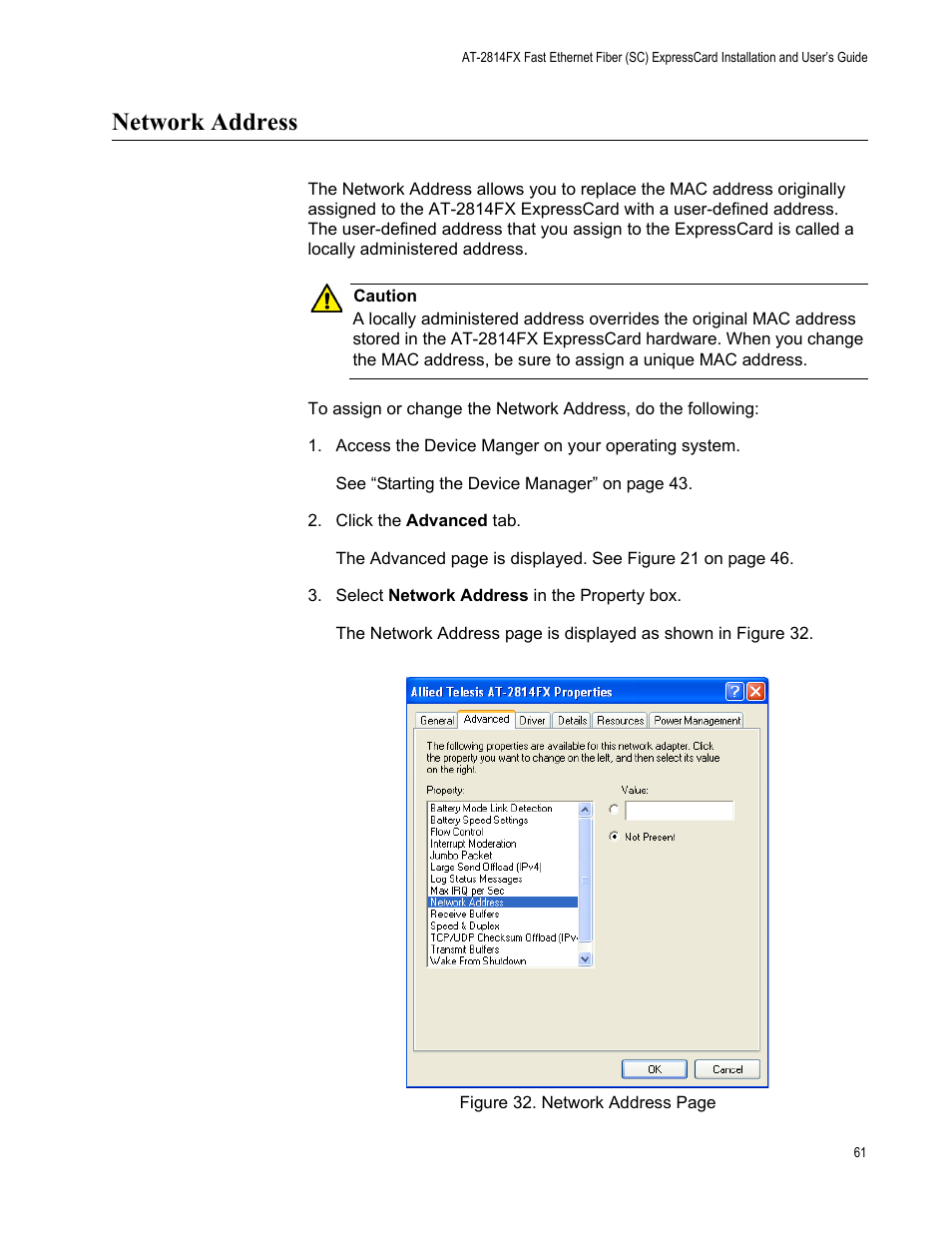 Network address | Allied Telesis AT-2814FX User Manual | Page 61 / 86