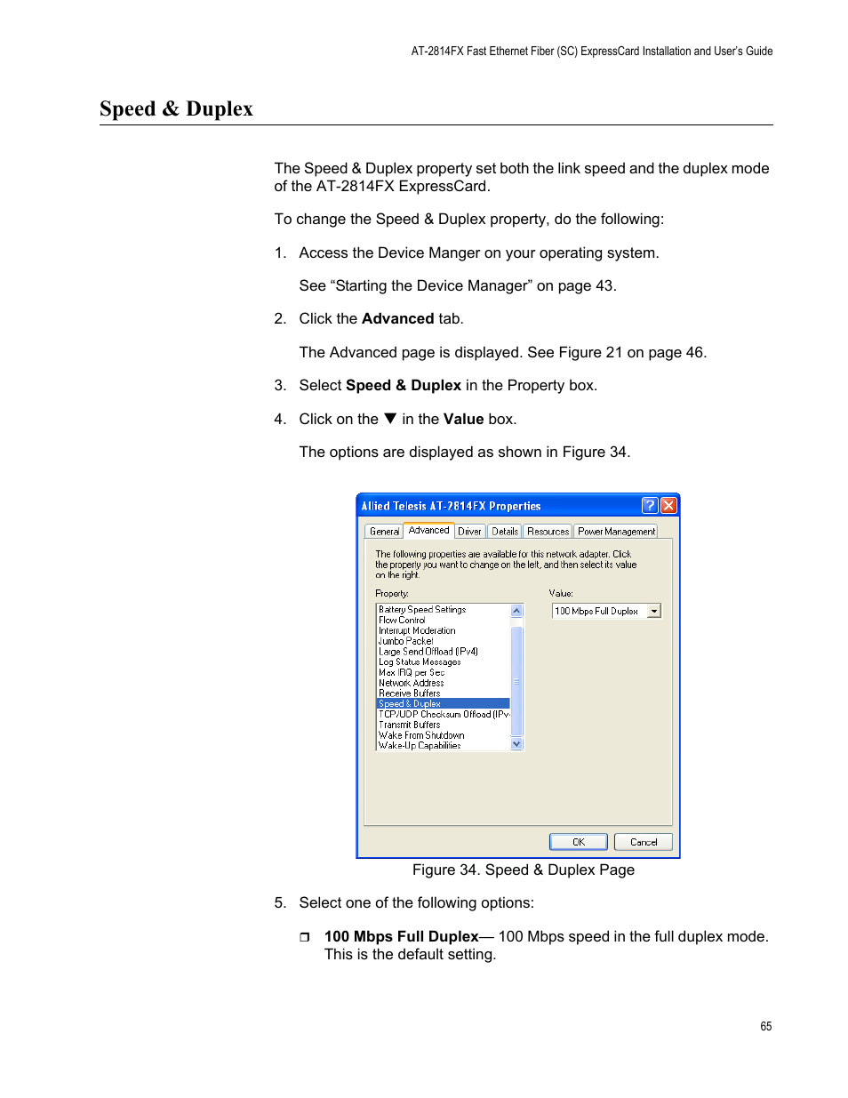 Speed & duplex | Allied Telesis AT-2814FX User Manual | Page 65 / 86