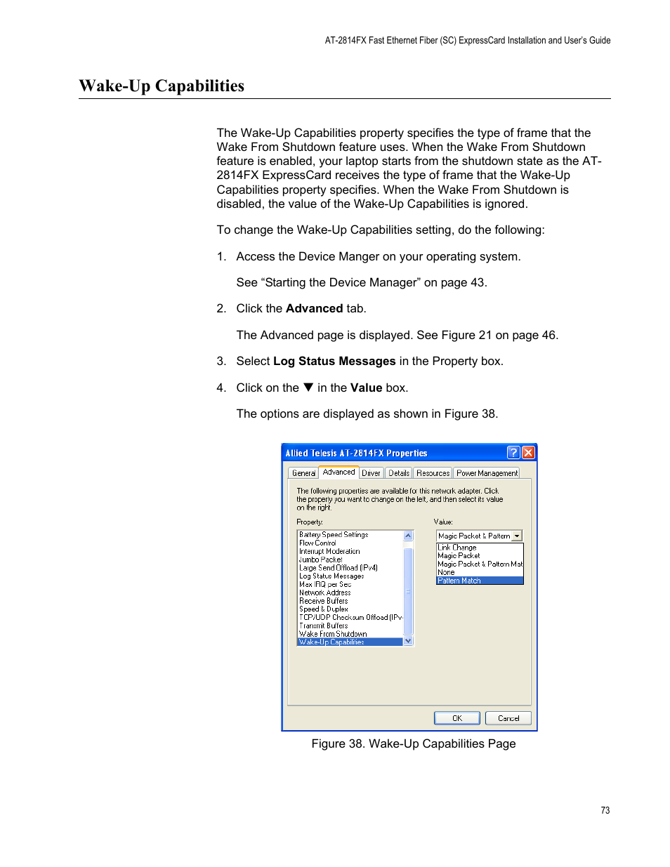 Wake-up capabilities | Allied Telesis AT-2814FX User Manual | Page 73 / 86