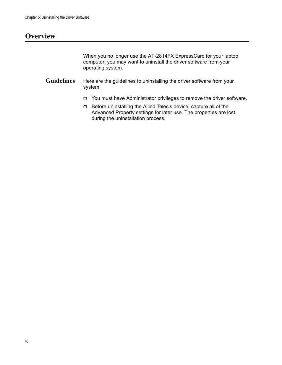 Overview, Guidelines | Allied Telesis AT-2814FX User Manual | Page 76 / 86