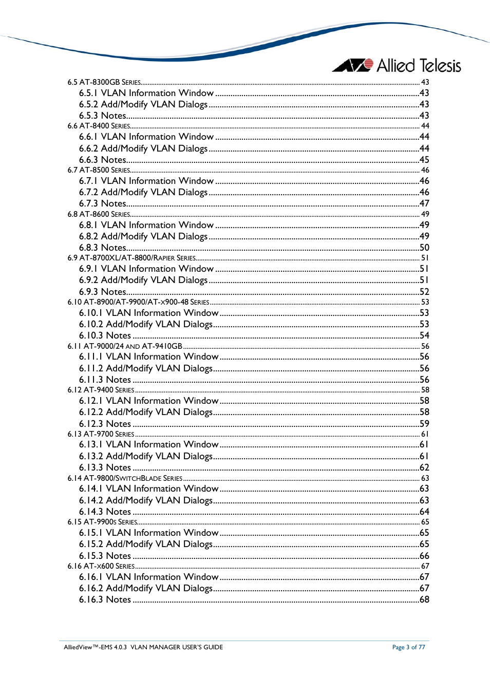 Allied Telesis AlliedView-EMS 4.0.3 VLAN-Manager User Manual | Page 3 / 77