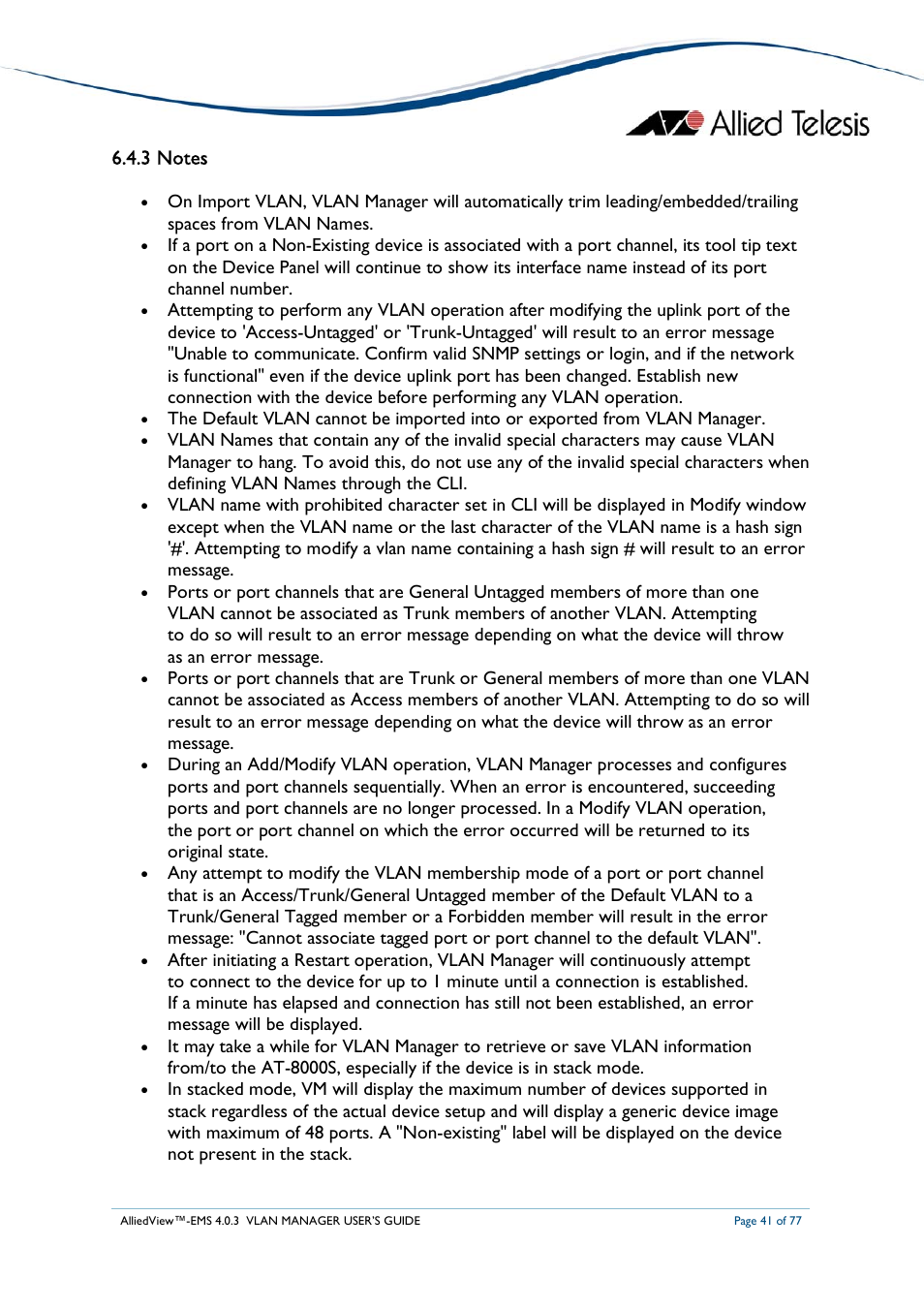 Allied Telesis AlliedView-EMS 4.0.3 VLAN-Manager User Manual | Page 41 / 77
