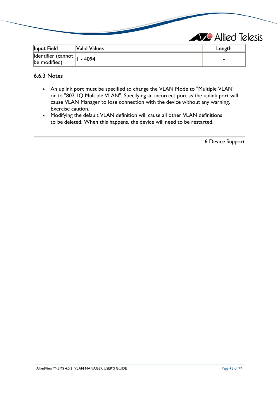 Allied Telesis AlliedView-EMS 4.0.3 VLAN-Manager User Manual | Page 45 / 77