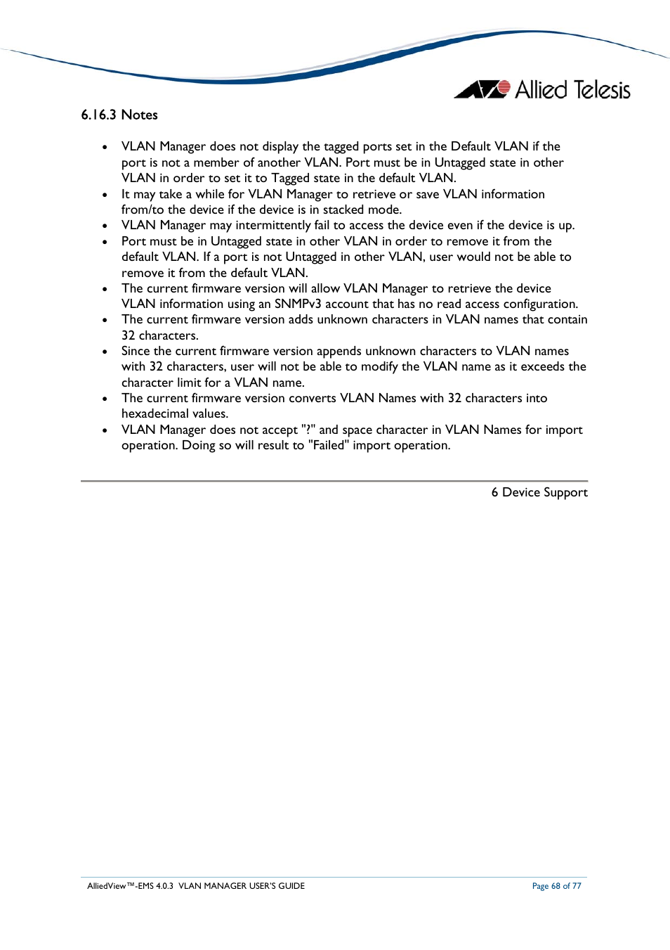 Allied Telesis AlliedView-EMS 4.0.3 VLAN-Manager User Manual | Page 68 / 77