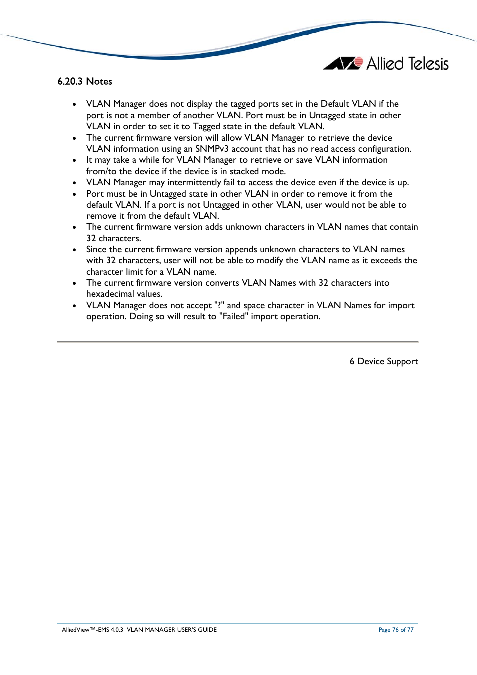 Allied Telesis AlliedView-EMS 4.0.3 VLAN-Manager User Manual | Page 76 / 77