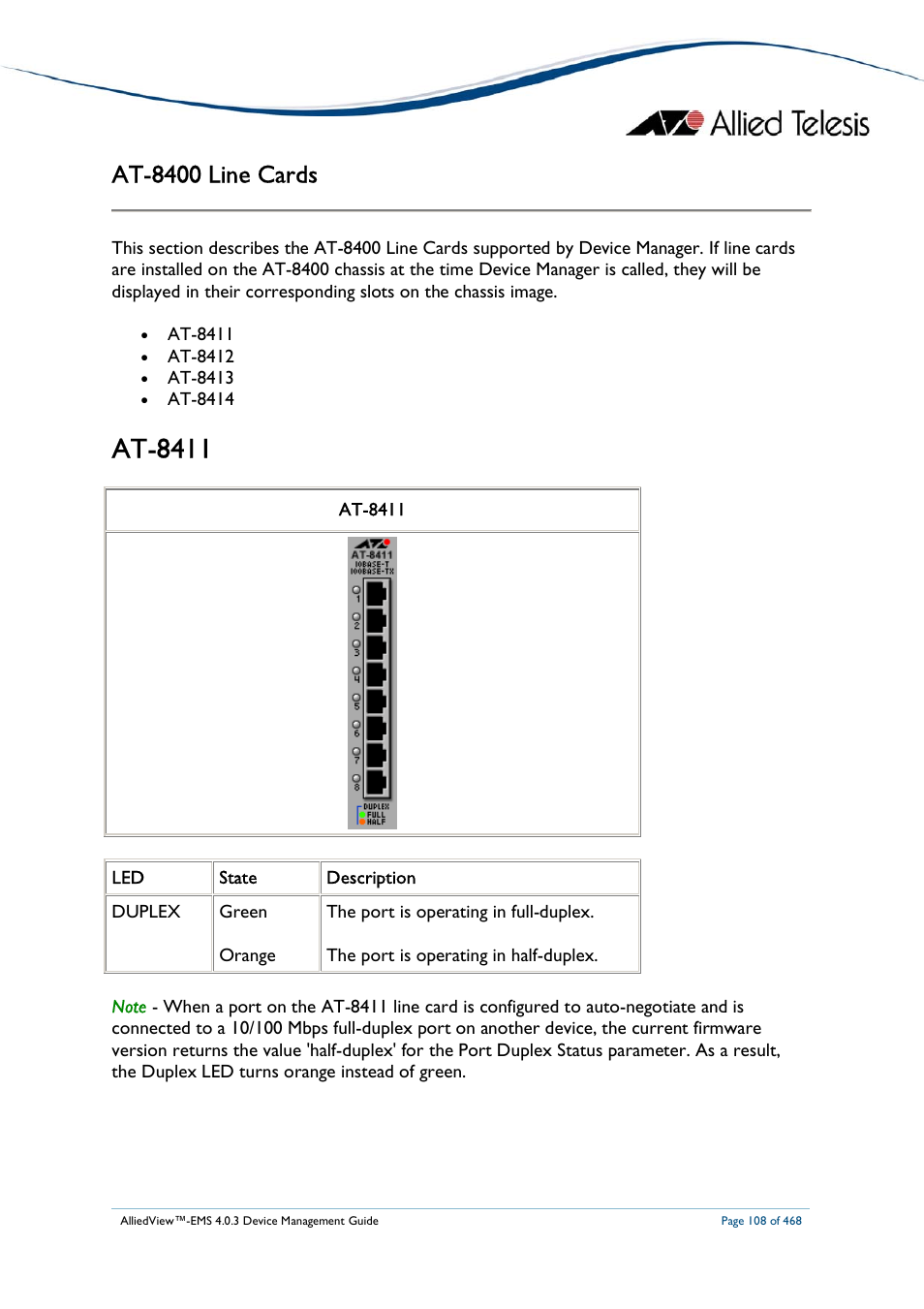 At-8411, At-8400 line cards | Allied Telesis AlliedView-EMS 4.0.3 Device-Management User Manual | Page 108 / 468