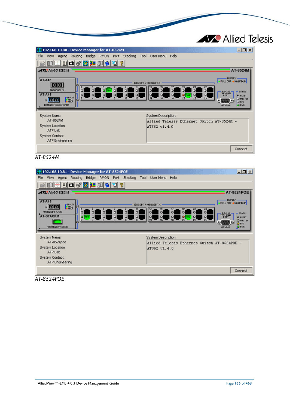 Allied Telesis AlliedView-EMS 4.0.3 Device-Management User Manual | Page 166 / 468