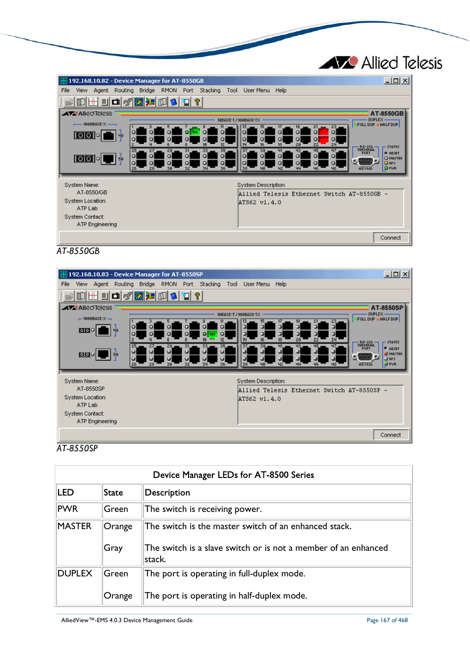 Allied Telesis AlliedView-EMS 4.0.3 Device-Management User Manual | Page 167 / 468