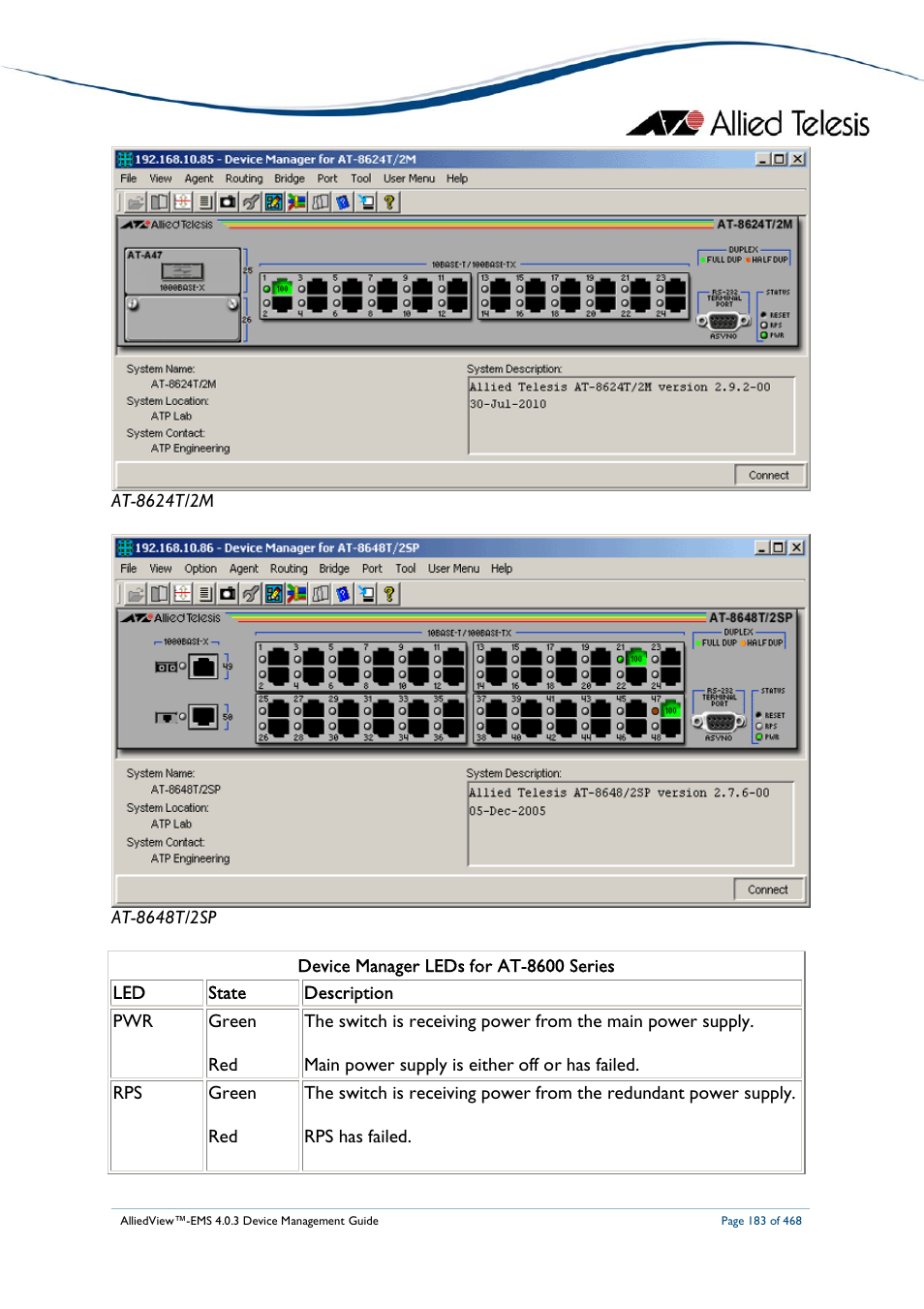 Allied Telesis AlliedView-EMS 4.0.3 Device-Management User Manual | Page 183 / 468