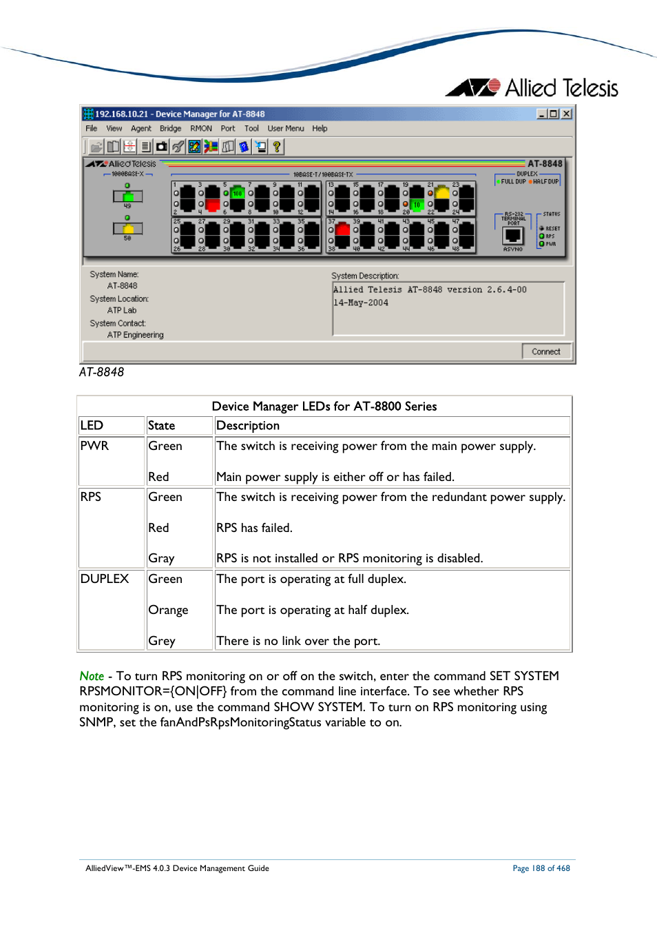 Allied Telesis AlliedView-EMS 4.0.3 Device-Management User Manual | Page 188 / 468