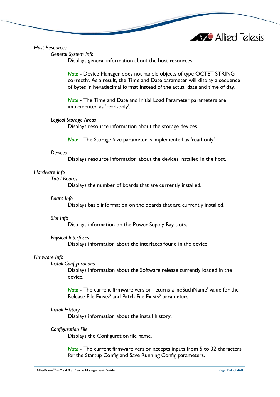 Allied Telesis AlliedView-EMS 4.0.3 Device-Management User Manual | Page 194 / 468