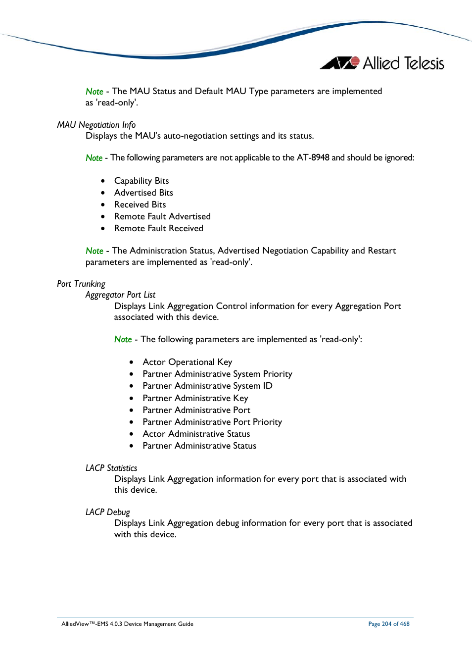Allied Telesis AlliedView-EMS 4.0.3 Device-Management User Manual | Page 204 / 468