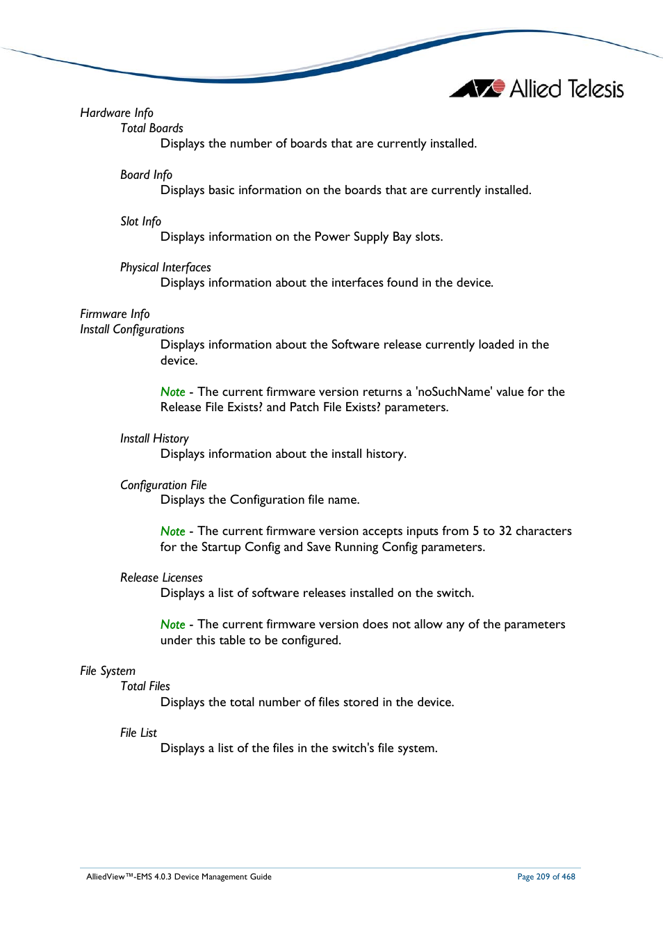 Allied Telesis AlliedView-EMS 4.0.3 Device-Management User Manual | Page 209 / 468