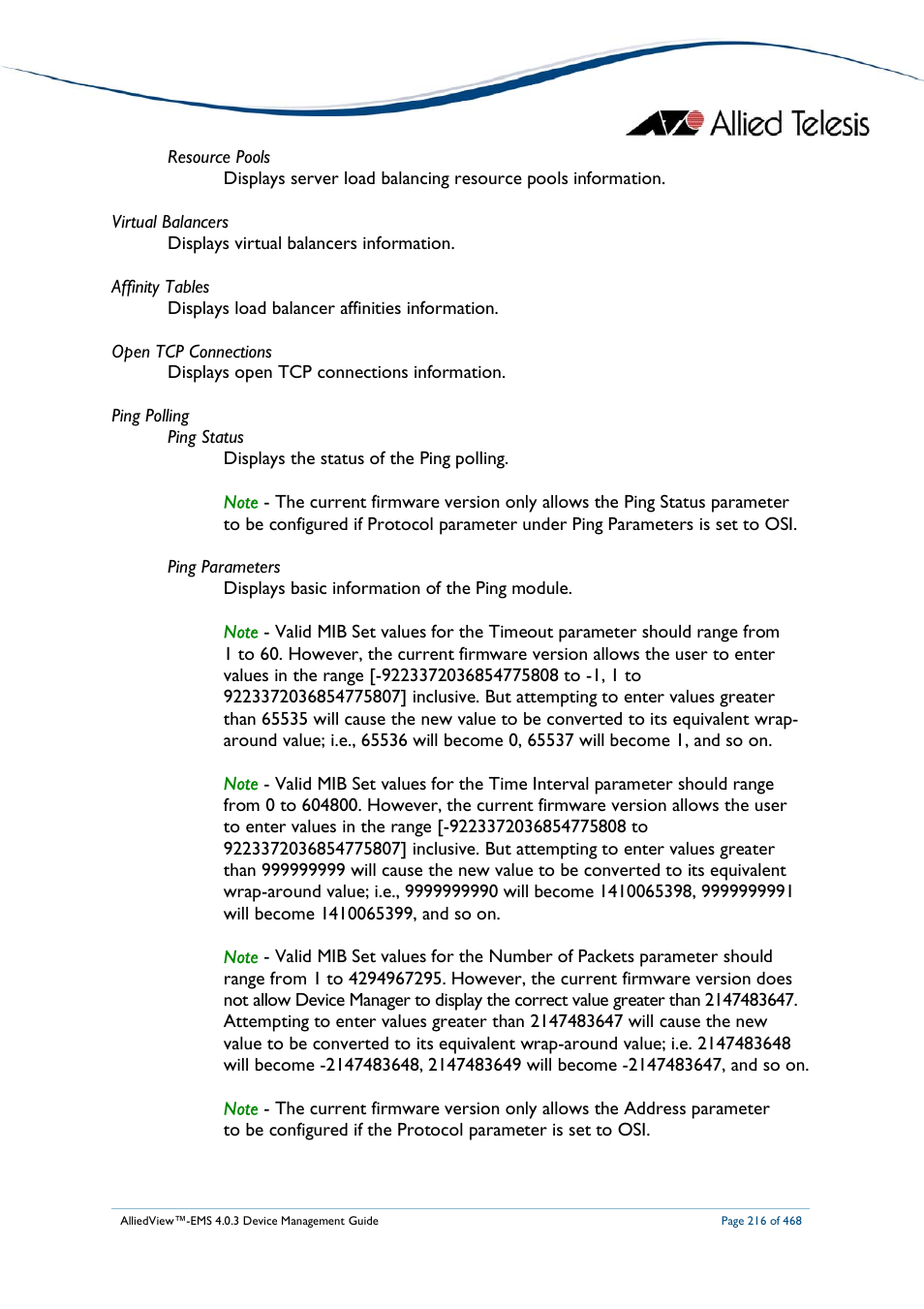 Allied Telesis AlliedView-EMS 4.0.3 Device-Management User Manual | Page 216 / 468