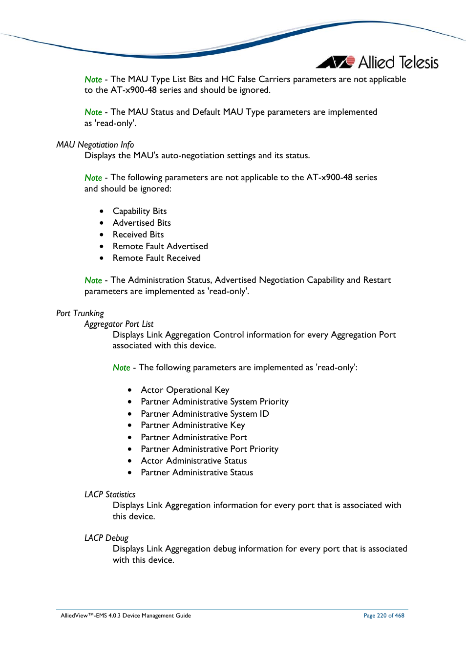 Allied Telesis AlliedView-EMS 4.0.3 Device-Management User Manual | Page 220 / 468