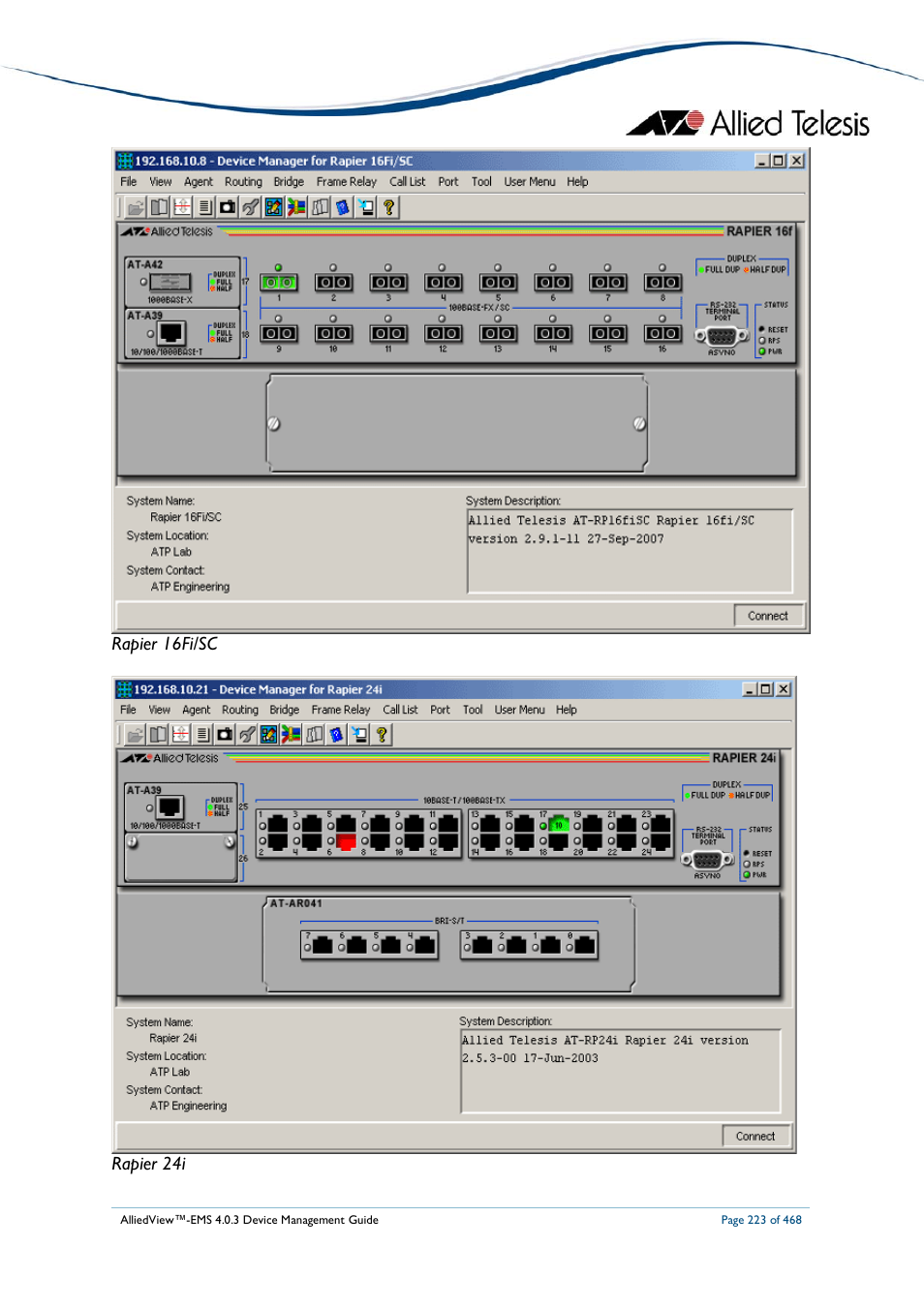 Rapier 16fi/sc rapier 24i | Allied Telesis AlliedView-EMS 4.0.3 Device-Management User Manual | Page 223 / 468