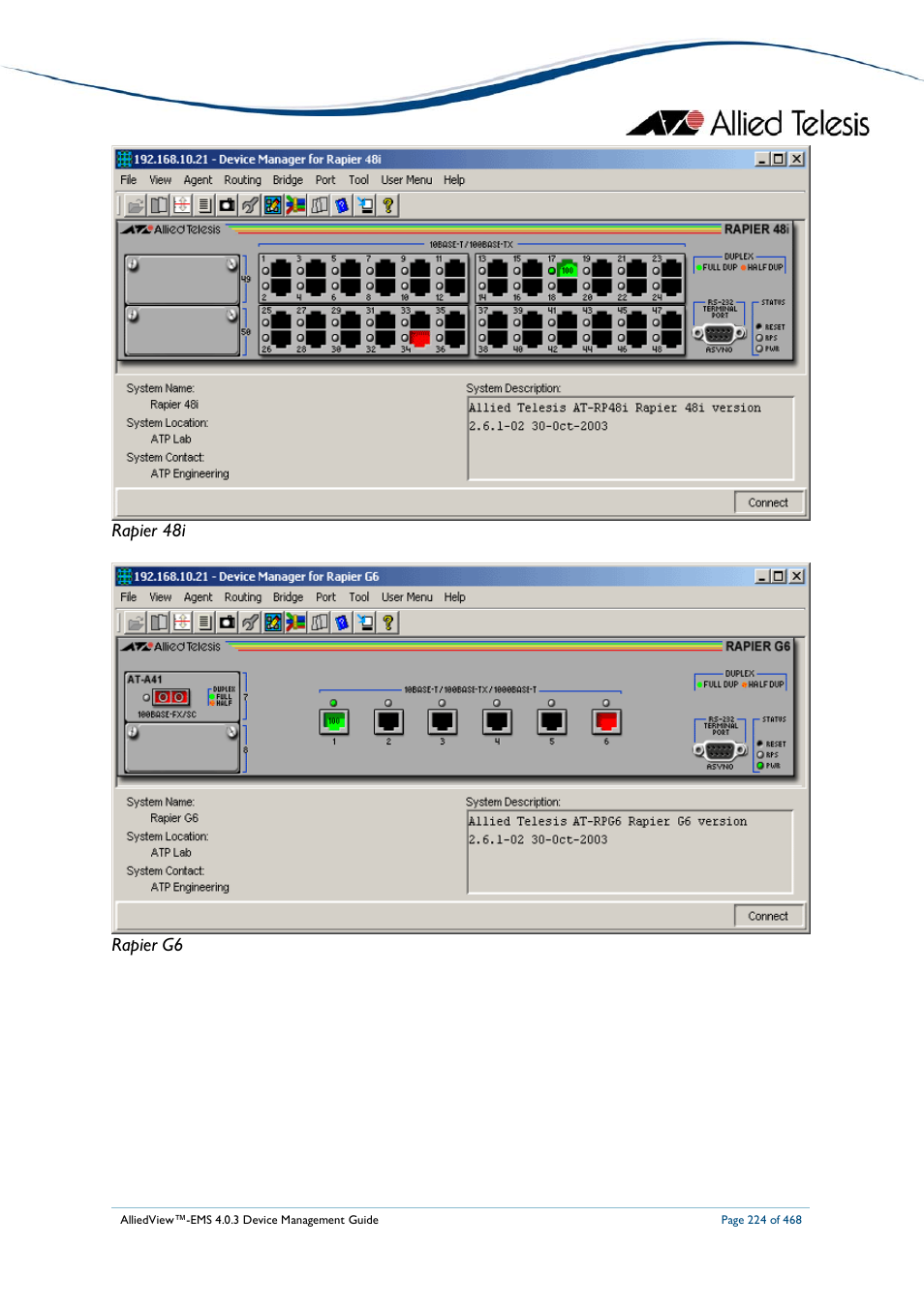 Rapier 48i rapier g6 | Allied Telesis AlliedView-EMS 4.0.3 Device-Management User Manual | Page 224 / 468