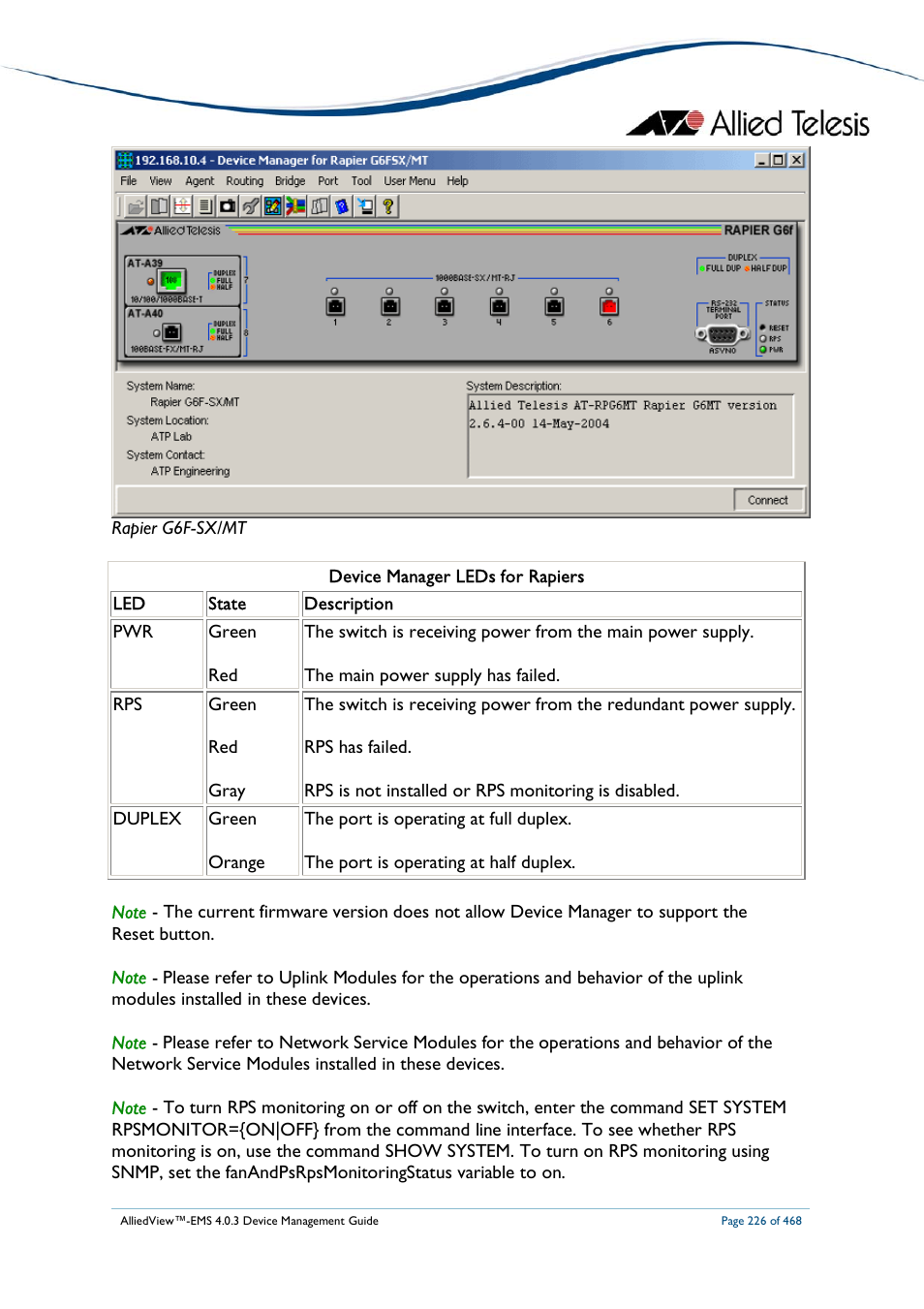Allied Telesis AlliedView-EMS 4.0.3 Device-Management User Manual | Page 226 / 468