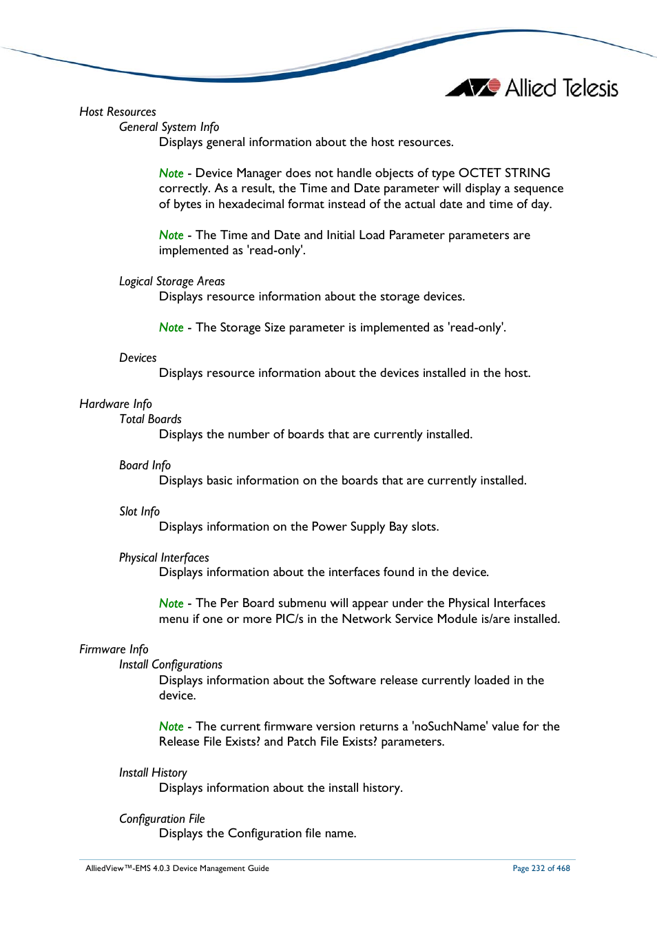 Allied Telesis AlliedView-EMS 4.0.3 Device-Management User Manual | Page 232 / 468