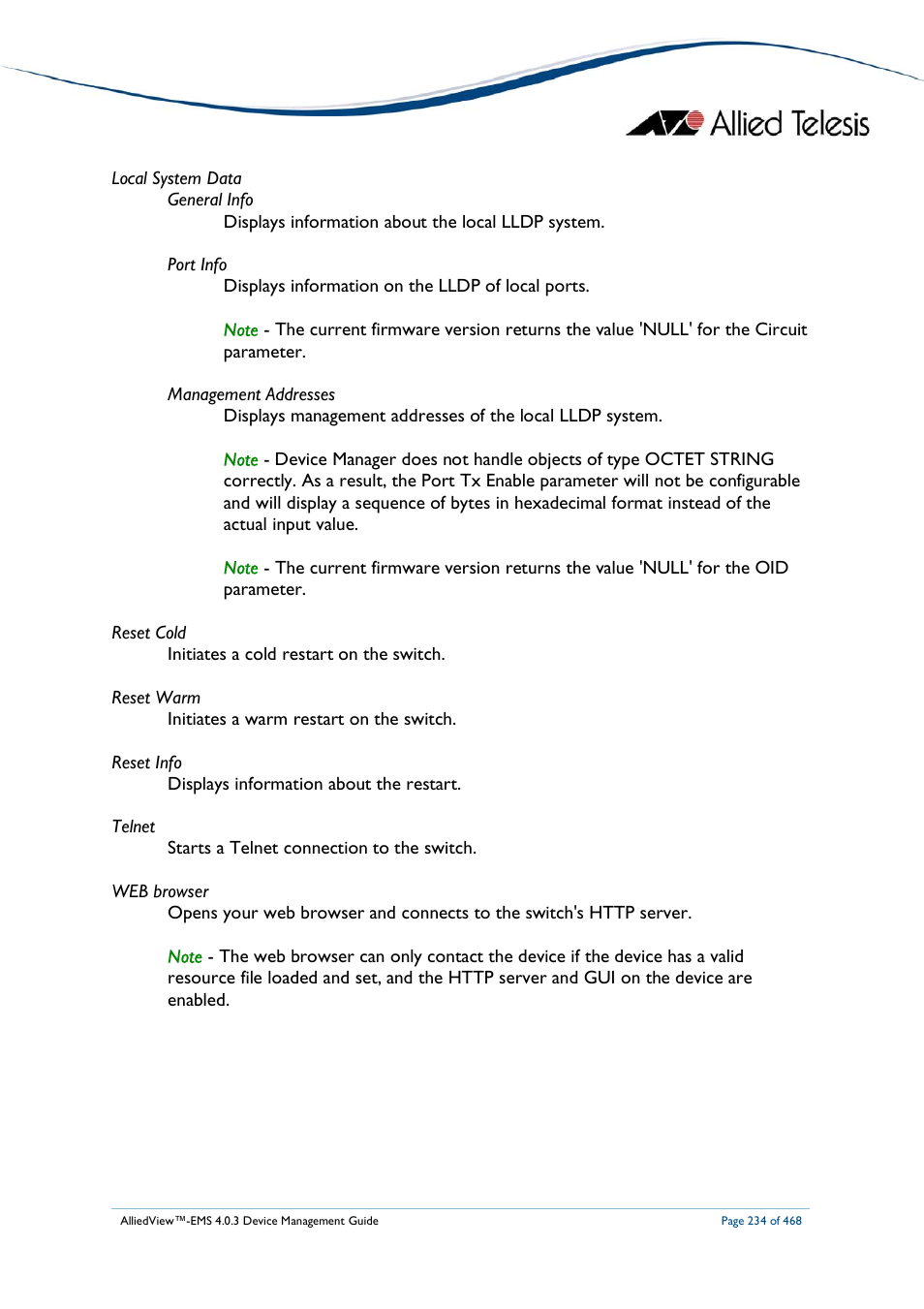 Allied Telesis AlliedView-EMS 4.0.3 Device-Management User Manual | Page 234 / 468