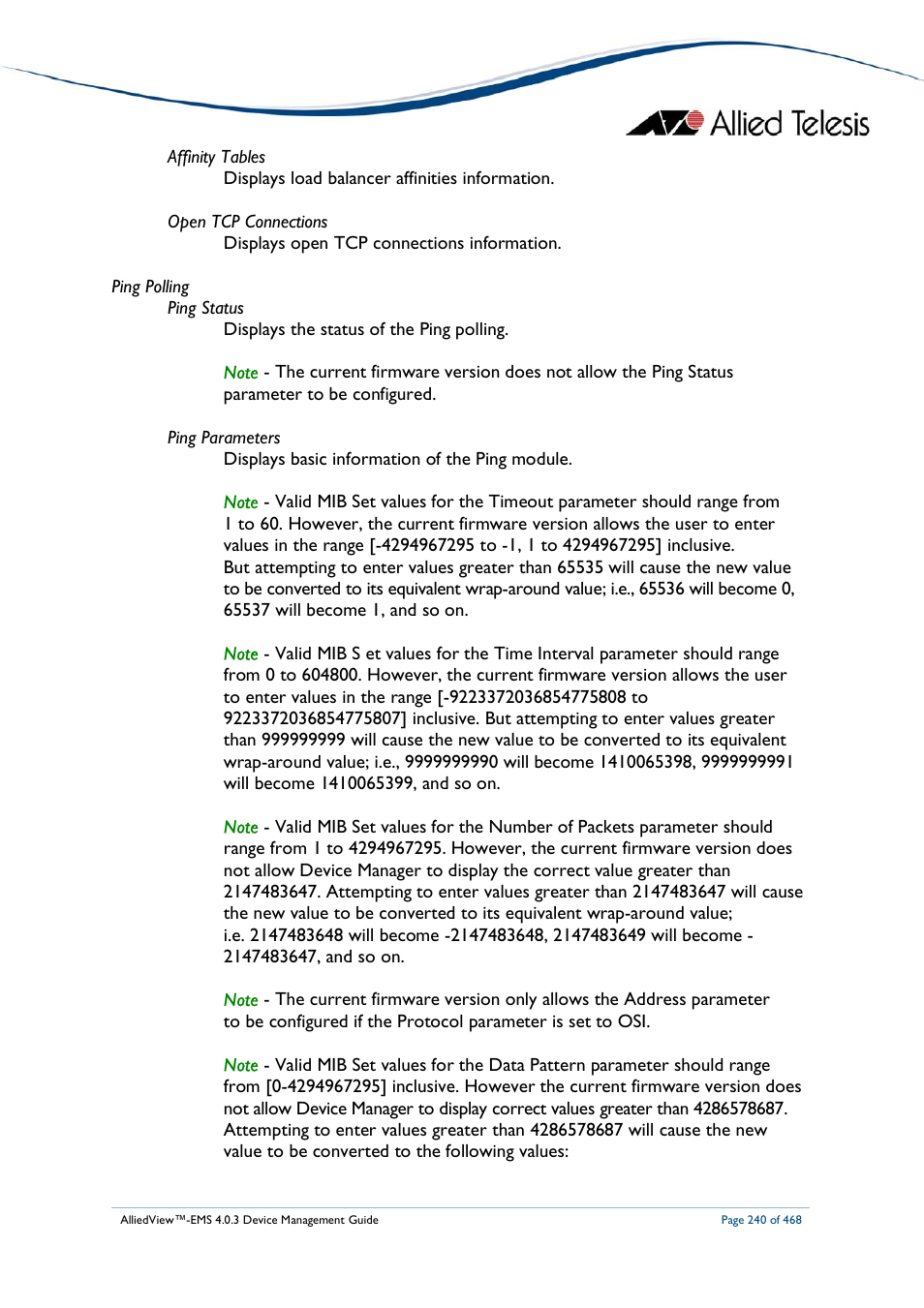 Allied Telesis AlliedView-EMS 4.0.3 Device-Management User Manual | Page 240 / 468
