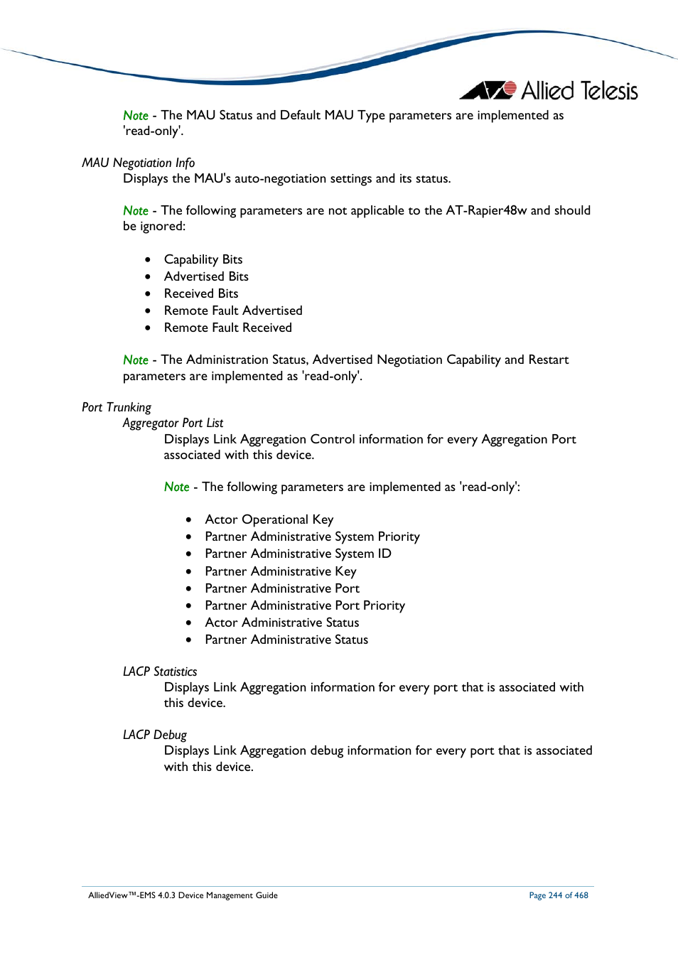 Allied Telesis AlliedView-EMS 4.0.3 Device-Management User Manual | Page 244 / 468