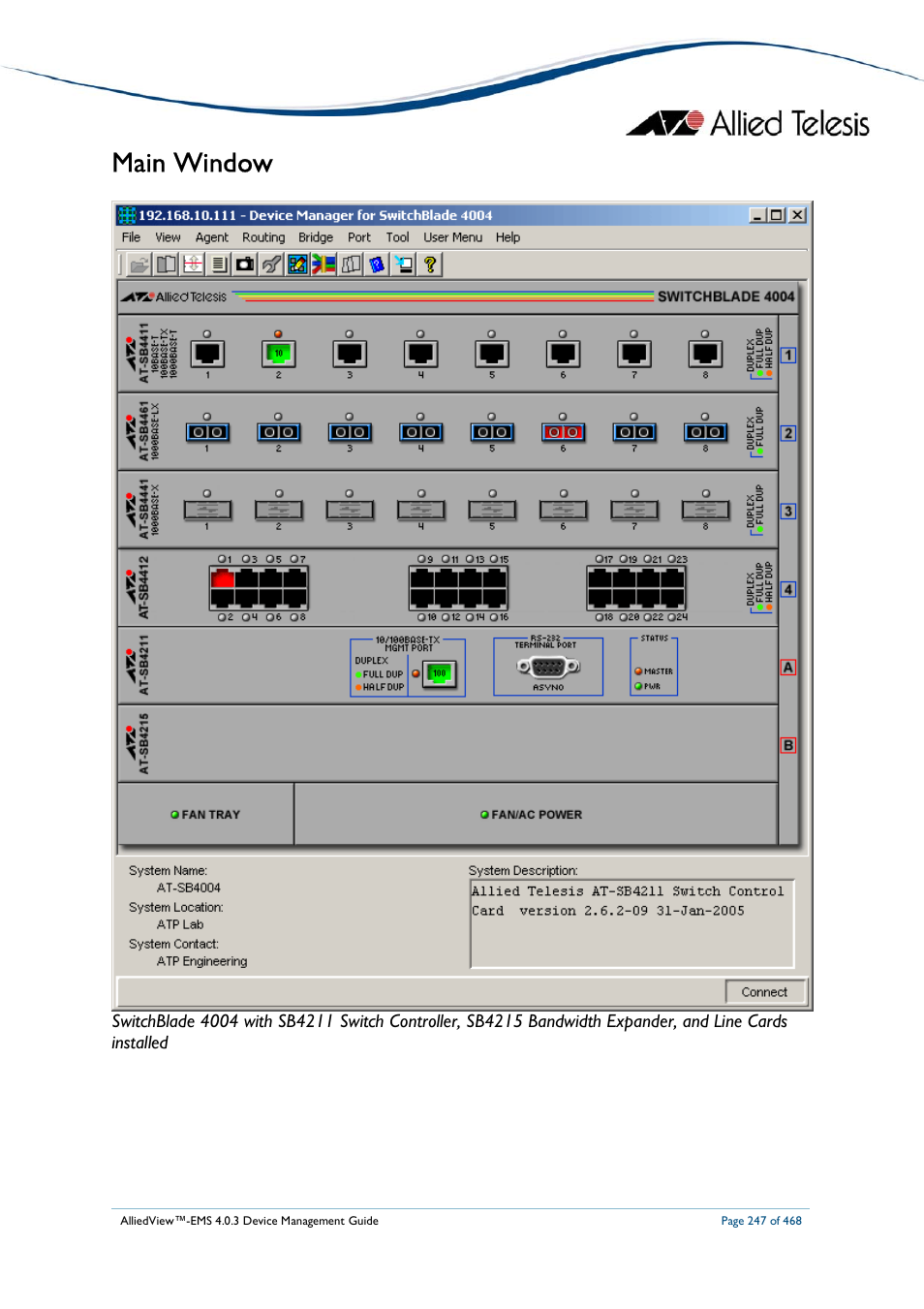 Main window | Allied Telesis AlliedView-EMS 4.0.3 Device-Management User Manual | Page 247 / 468