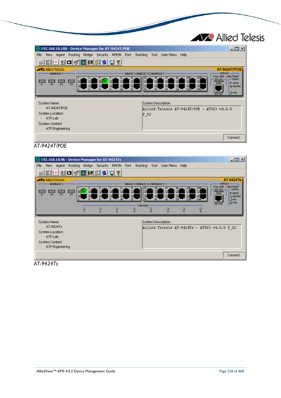 Allied Telesis AlliedView-EMS 4.0.3 Device-Management User Manual | Page 258 / 468