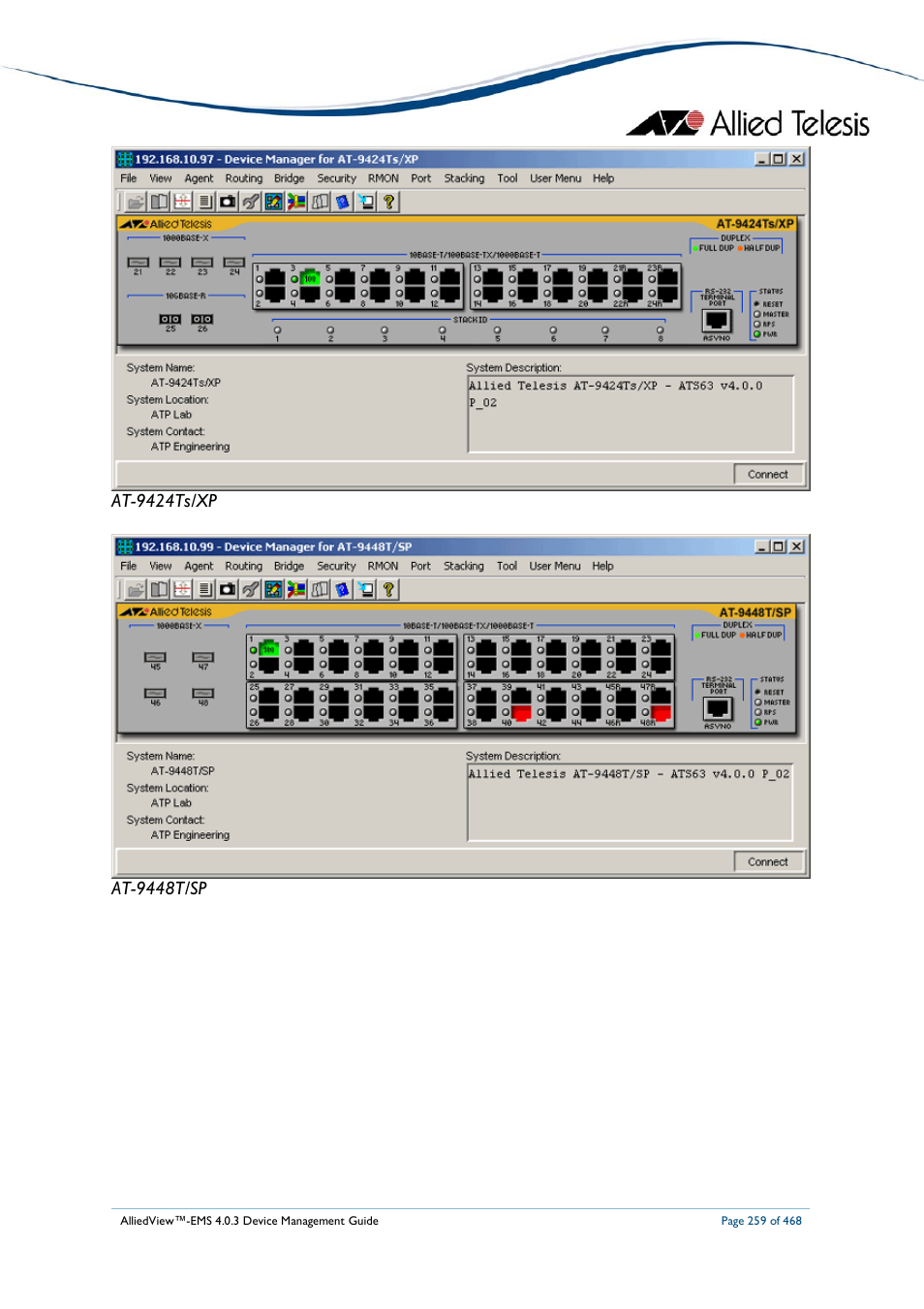 Allied Telesis AlliedView-EMS 4.0.3 Device-Management User Manual | Page 259 / 468