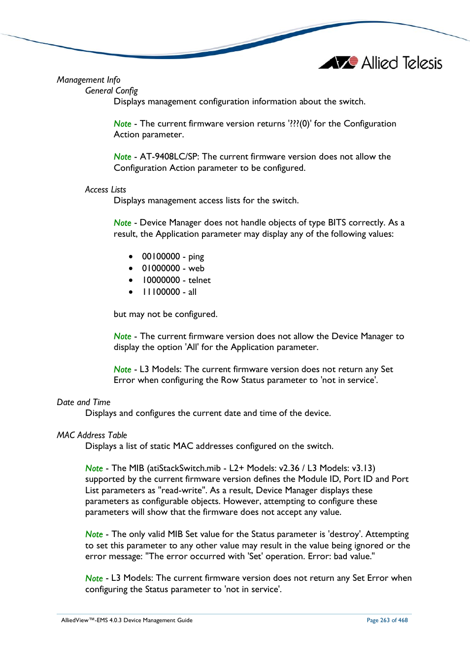 Allied Telesis AlliedView-EMS 4.0.3 Device-Management User Manual | Page 263 / 468